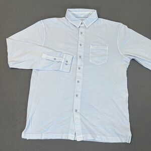 Reworn Mens Light Blue Cotton Jersey Long Sleeve Button Down Shirt Size Medium